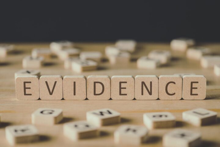evidence written in blocks